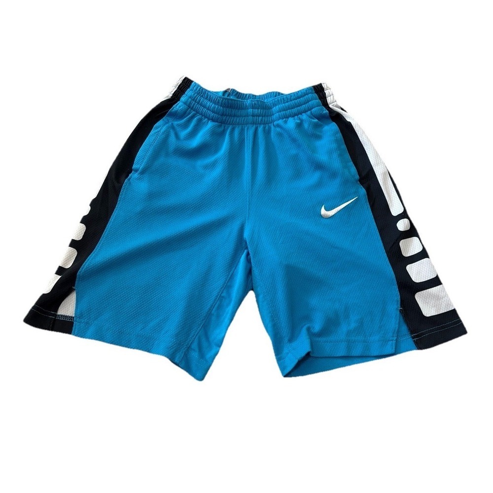 Nike Elite Kids Basketball Shorts Blue Black White Mesh Athletic Size S